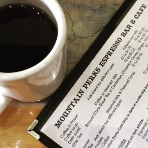 Coffee and Menu from Mountain Perks Espresso Bar & Cafe in Downtown Bryson City NC | Watershed Luxury Cabins Smoky Mountains 