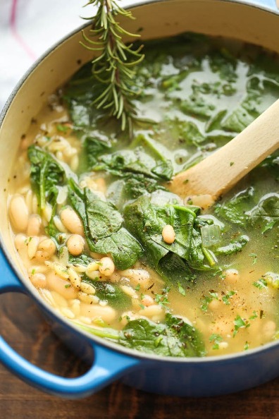 Spinach, White Bean & Orzo Soup | Watershed Cabins Bryson City Log Cabin & Luxury Rentals